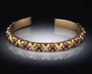 10K Ruby and Diamond Tension Bracelet