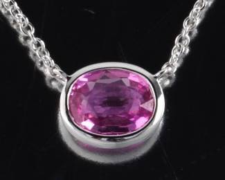 Ladies Gold and Pink Sapphire Necklace 