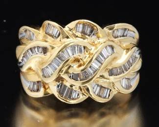 14K Yellow Gold and Diamond Fashion ring