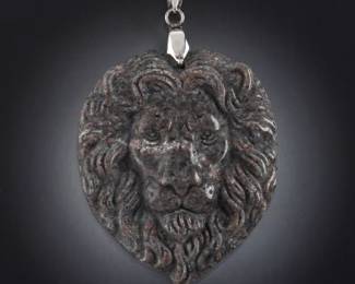 Hand Carved Lion Hardstone Pendant