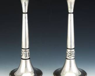 Pair of Sterling Silver Shabbat Candlesticks 