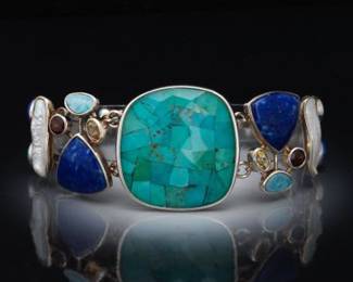 Artisan Sterling Silver and Gem Stones Bracelet 