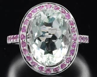 LeVian Gold, Prasiolite and Pink Sapphire Ring 