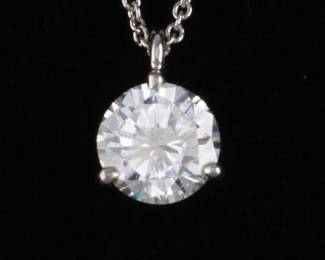 Ladies Gold and Diamond Solitaire Pendant on Chain 