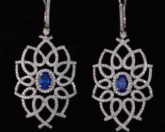 14K White Gold Diamond and Tanzanite Earrings