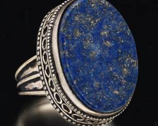 Byzantine Empire Style Sterling Silver and Lapis Lazuli Ring 