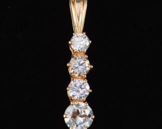 14K Custom Four Diamond Pendent 