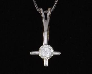 14K White Gold Diamond Pendant on a 18K Chain