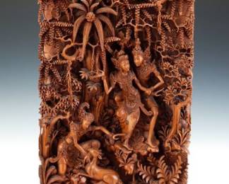 Balinese Carved Wall Relief Panel