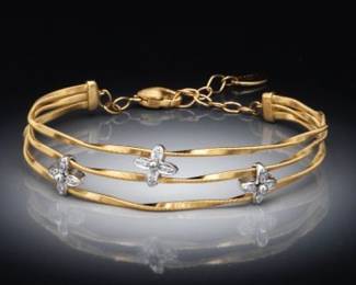 Marco Bicego Italian 18K Gold and Diamond Flex Marrakesh Onde Bracelet 