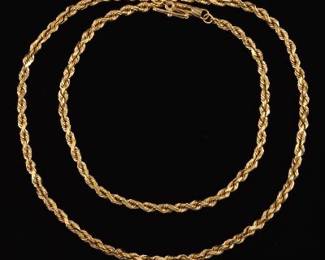 Classical 14K Gold Solid Twisted Rope Chain Necklace 