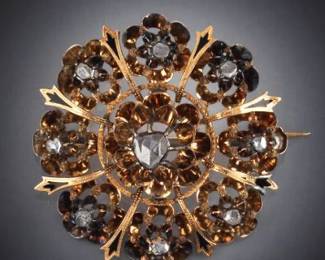 Circa 1800 14K and Natural Diamond Brooch