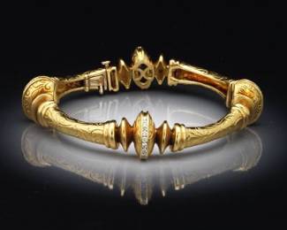 Seiden Gang 18K Gold and Diamond Bracelet, Gold Laurel Collection