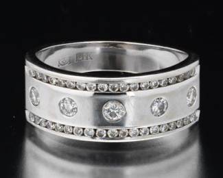 14K White Gold Diamond Band