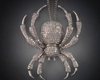 Ladies Gold and Diamond Spider Slider on Chain