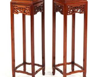 Pair of Chinese Wood Plant Stands