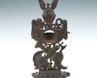 Antique European Grand Tour Bronze Patinated Iron Pocket Watch Display Holder 