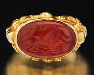 19th Century Grand Tour Gold Intaglio Ring