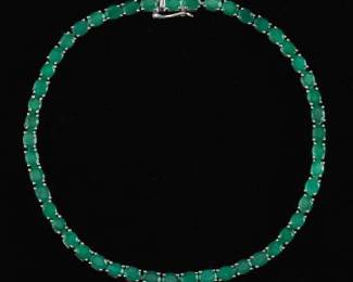 Ladies Sterling Silver and Emerald Bracelet 