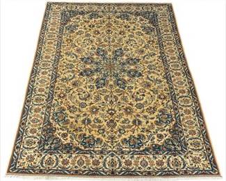 Nain Silk and Wool Ivory Blue Carpet