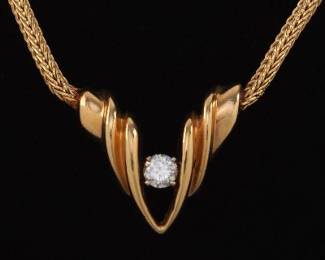 Ladies Vintage Gold and Diamond Necklace 