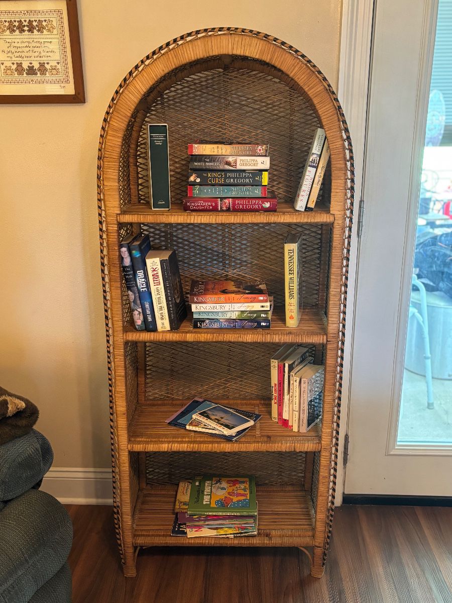 4.5’ Vintage Rattan Bookshelf
