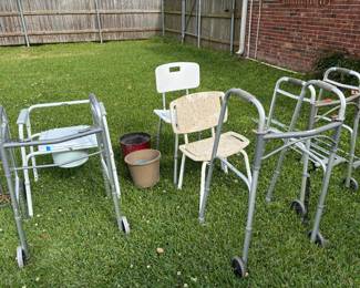 Medical chairs and walkers and canes