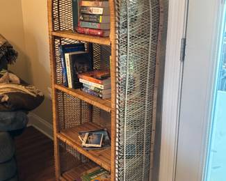 Side view of rattan bookshelf