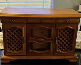 Vintage mid-century jewelry chest organizer with multiple drawers 