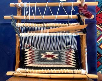 Navajo Loom with Weaving - Sculptural and Functional!