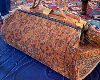 Vintage mid-century tapestry carpet bag - like Mary Poppins bag