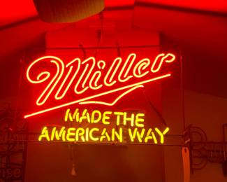 Vintage "Miller - Made the American Way" neon sign