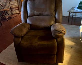 Brown suede microfiber upholstered recliner
