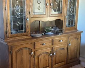 Large Sideboard and Display Hutch with leaded glass