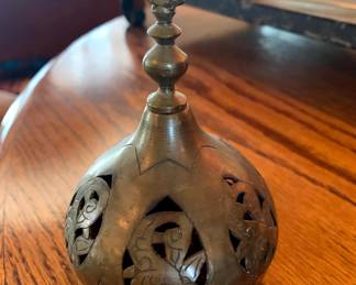 Vintage Carved Brass Incense Burner with Snake Motif