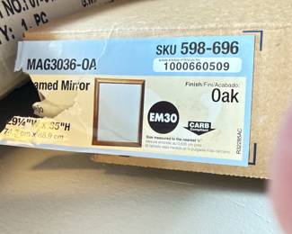 New in box oak mirror