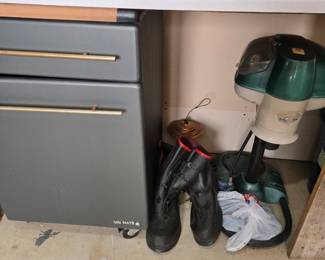 3 Drawer Cabinet, Propane Mosquito Catcher, Boots and more