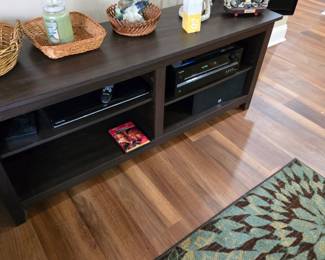 Low and Long Entertainment Unit; Foo Dog Decor; Nautical Decor; Baskets; Candles; Samsung Blu Ray with Remote; Onkyo Stereo Receiver and more