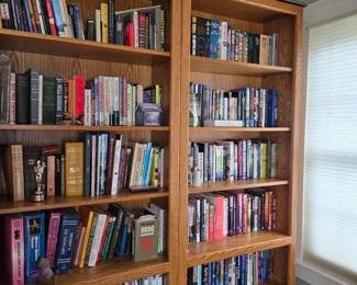 Oak Wood Book Shelves Loaded with Books and more