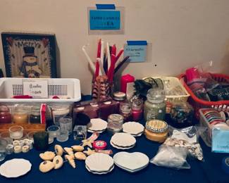 Lots of Candles, Tapers, Votives and Jars; Ribbons, and much more