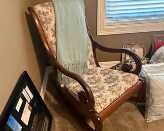 Victorian Style Mahogany Gooseneck Rocking Chair