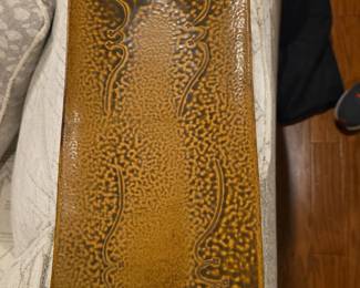 Handmade Ceramic Serving Platter with Incised Decoration and Makers Mark