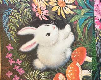 K. Chin Bunny in Garden Art Print