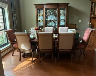 Thomasville Cherry Wood Dining Set with China Cabinet and Chairs
