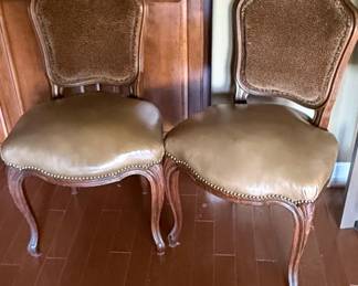 Pair of French Louis XV Style Upholstered Side Chairs
