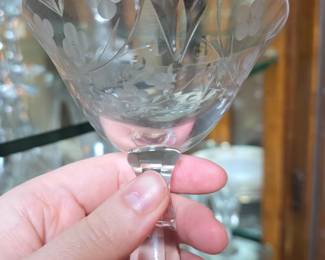 Etched Floral Crystal Coupe Glasses second image
