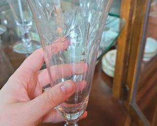 Set of Etched Crystal Wine Glasses second image