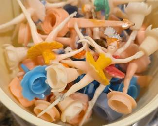 Vintage Plastic Ballerina Cake Toppers Assortment