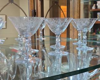 Etched Floral Crystal Coupe Glasses