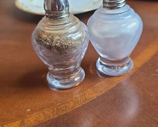 Glass Salt and Pepper Shakers with Silvertone Tops